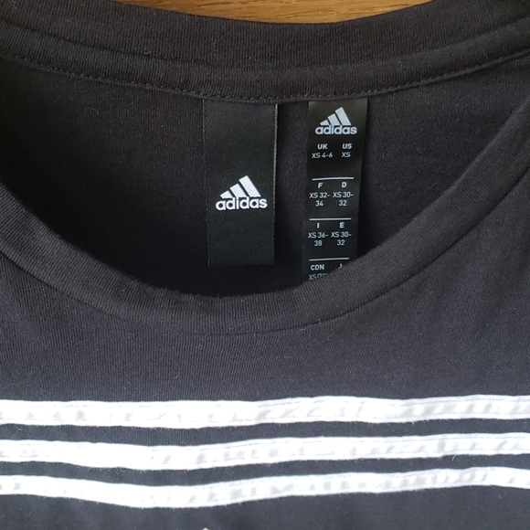 Adidas Blk 3/4 sleeve, semi crop tee - Picture 2 of 4